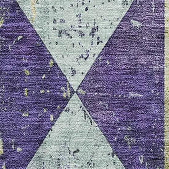 Eggplant Gold And Ivory Geometric Washable Area Rug With UV Protection Photo 2