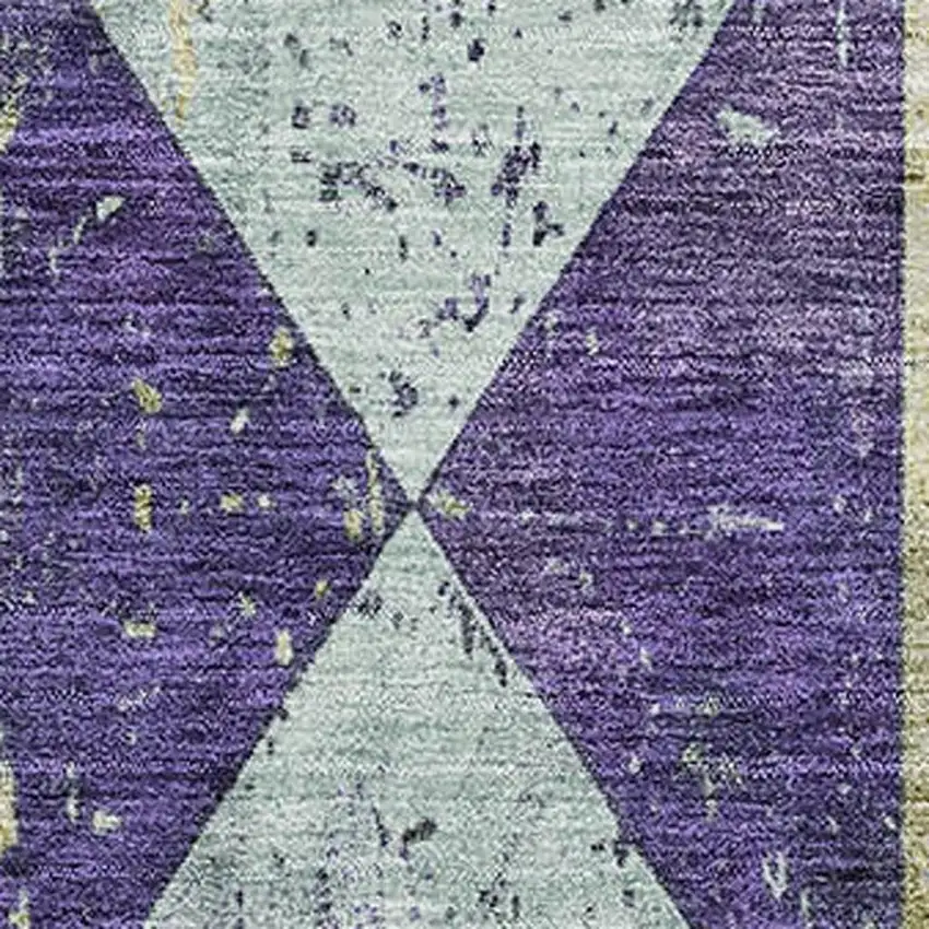 Eggplant Gold And Ivory Geometric Washable Area Rug With UV Protection Photo 2