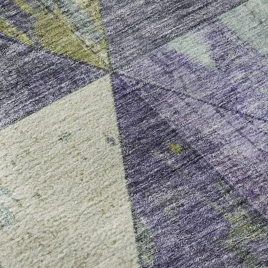 Eggplant Gold And Ivory Geometric Washable Area Rug With UV Protection Photo 9