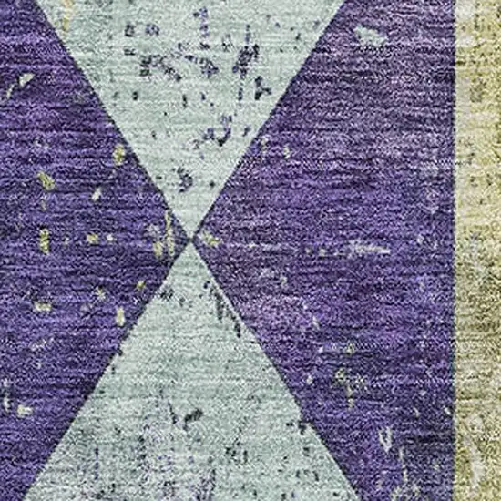 Eggplant Gold And Ivory Geometric Washable Area Rug With UV Protection Photo 2