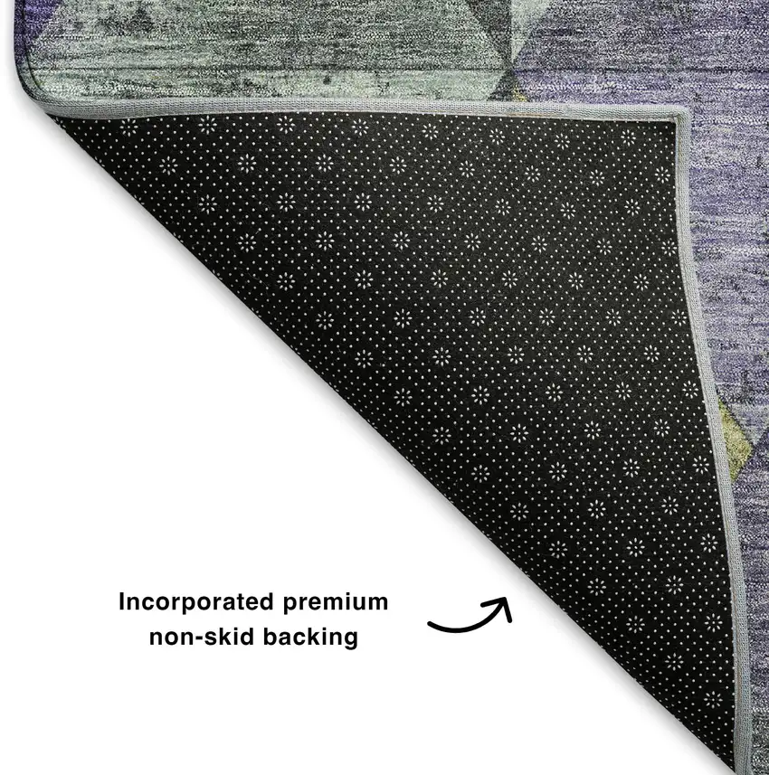 Eggplant Gold And Ivory Geometric Washable Area Rug With UV Protection Photo 6