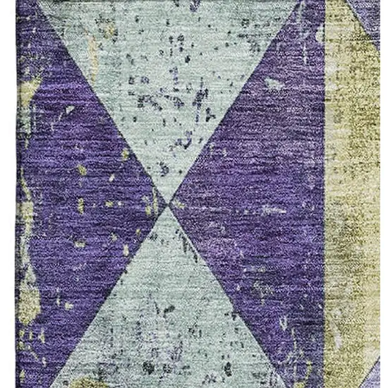 Eggplant Gold And Ivory Geometric Washable Area Rug With UV Protection Photo 3