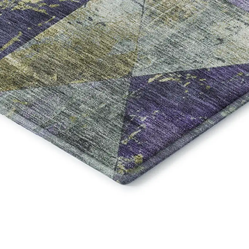 Eggplant Gold And Ivory Geometric Washable Area Rug With UV Protection Photo 6