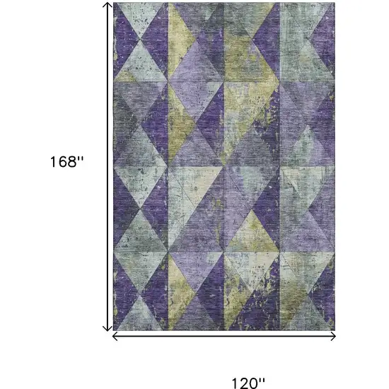 Eggplant Gold And Ivory Geometric Washable Area Rug With UV Protection Photo 9