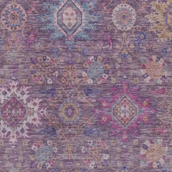 Eggplant Gold And Teal Blue Medallion Washable Indoor Outdoor Area Rug Photo 6