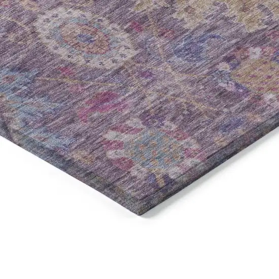 Eggplant Gold And Teal Blue Medallion Washable Indoor Outdoor Area Rug Photo 4