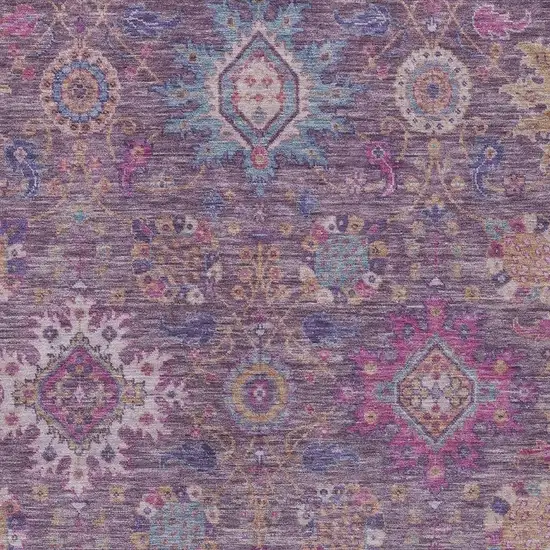 Eggplant Gold And Teal Blue Medallion Washable Indoor Outdoor Area Rug Photo 6