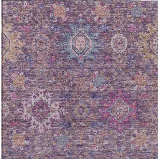 Eggplant Gold And Teal Blue Medallion Washable Indoor Outdoor Area Rug Photo 3