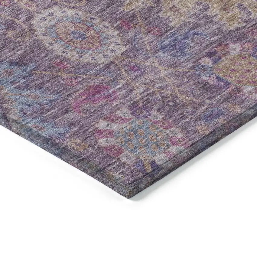 Eggplant Gold And Teal Blue Medallion Washable Indoor Outdoor Area Rug Photo 4