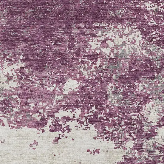 Eggplant Gray And Ivory Abstract Washable Indoor Outdoor Area Rug Photo 6
