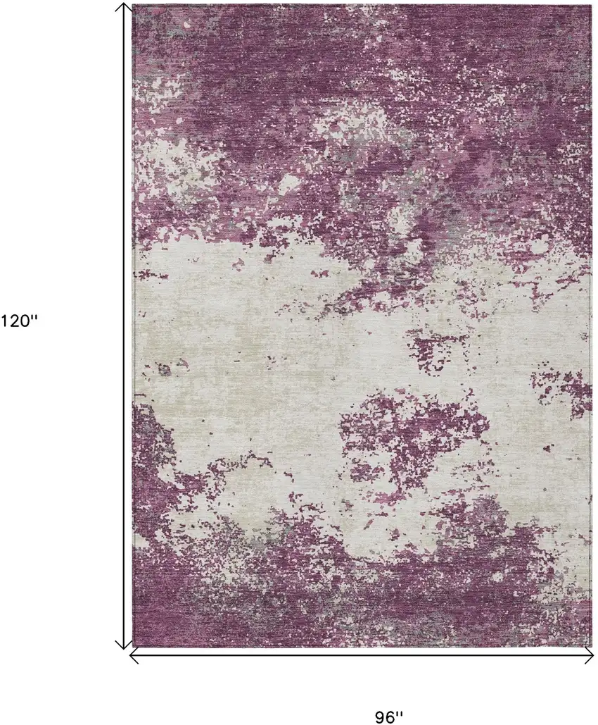 Eggplant Gray And Ivory Abstract Washable Indoor Outdoor Area Rug Photo 3