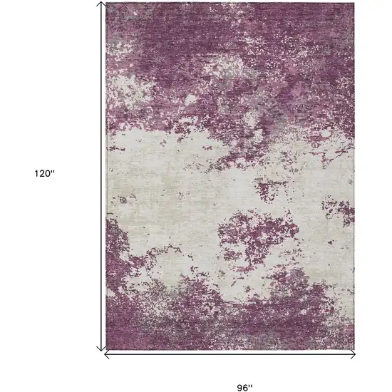 Eggplant Gray And Ivory Abstract Washable Indoor Outdoor Area Rug Photo 3