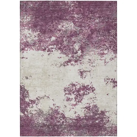 Eggplant Gray And Ivory Abstract Washable Indoor Outdoor Area Rug Photo 2