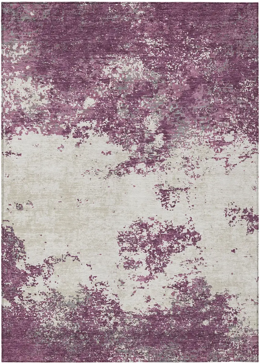 Eggplant Gray And Ivory Abstract Washable Indoor Outdoor Area Rug Photo 2