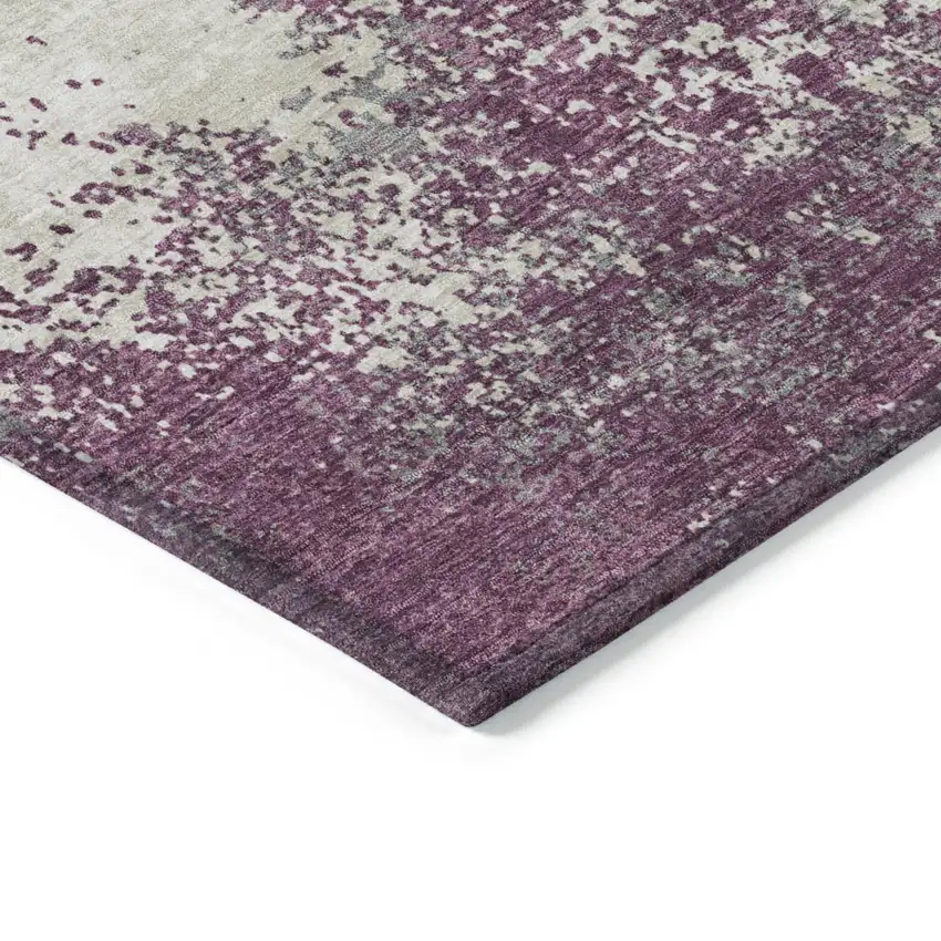 Eggplant Gray And Ivory Abstract Washable Indoor Outdoor Area Rug Photo 5