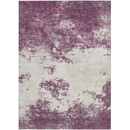 Eggplant Gray And Ivory Abstract Washable Indoor Outdoor Area Rug Photo 7
