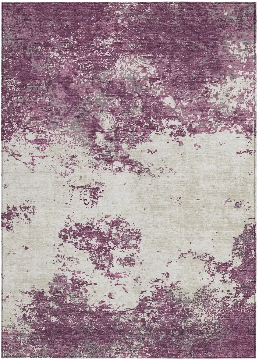 Eggplant Gray And Ivory Abstract Washable Indoor Outdoor Area Rug Photo 7