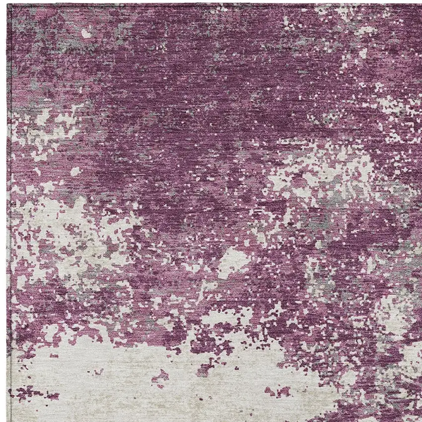Eggplant Gray And Ivory Abstract Washable Indoor Outdoor Area Rug Photo 6