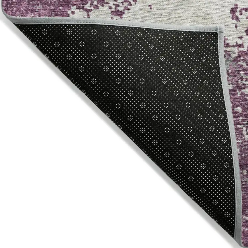 Eggplant Gray And Ivory Abstract Washable Indoor Outdoor Area Rug Photo 4