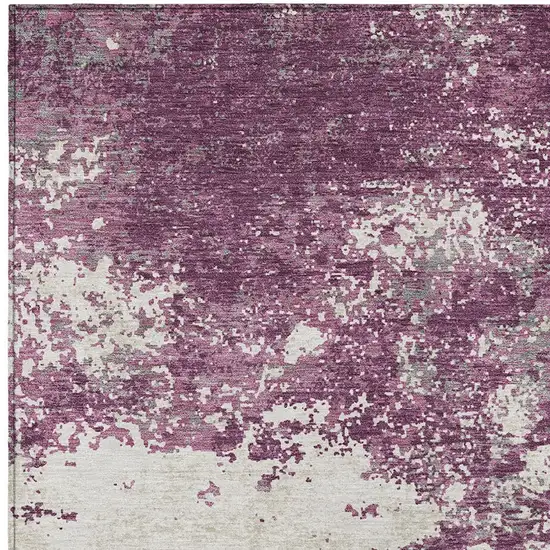 Eggplant Gray And Ivory Abstract Washable Indoor Outdoor Area Rug Photo 7