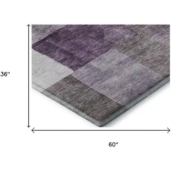 Eggplant Gray And Ivory Geometric Washable Area Rug With UV Protection Photo 7