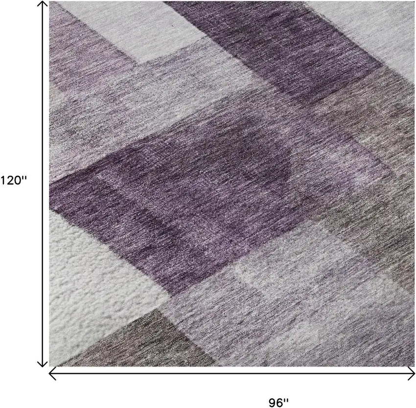 Eggplant Gray And Ivory Geometric Washable Area Rug With UV Protection Photo 8