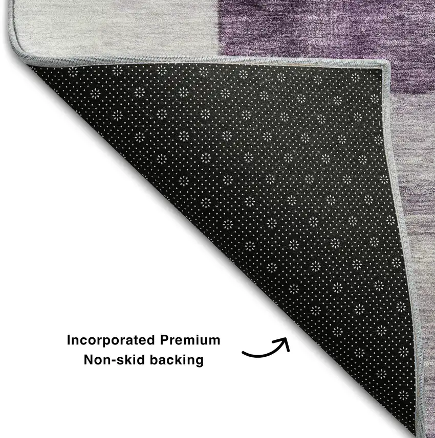 Eggplant Gray And Ivory Geometric Washable Area Rug With UV Protection Photo 5