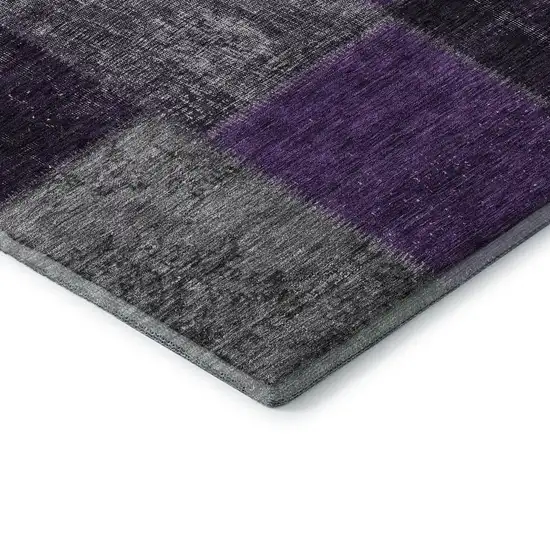 Eggplant Gray And Purple Patchwork Washable Area Rug With UV Protection Photo 8