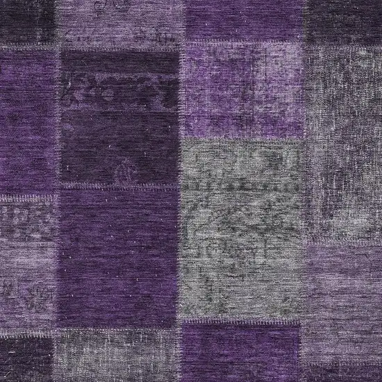 Eggplant Gray And Purple Patchwork Washable Area Rug With UV Protection Photo 3