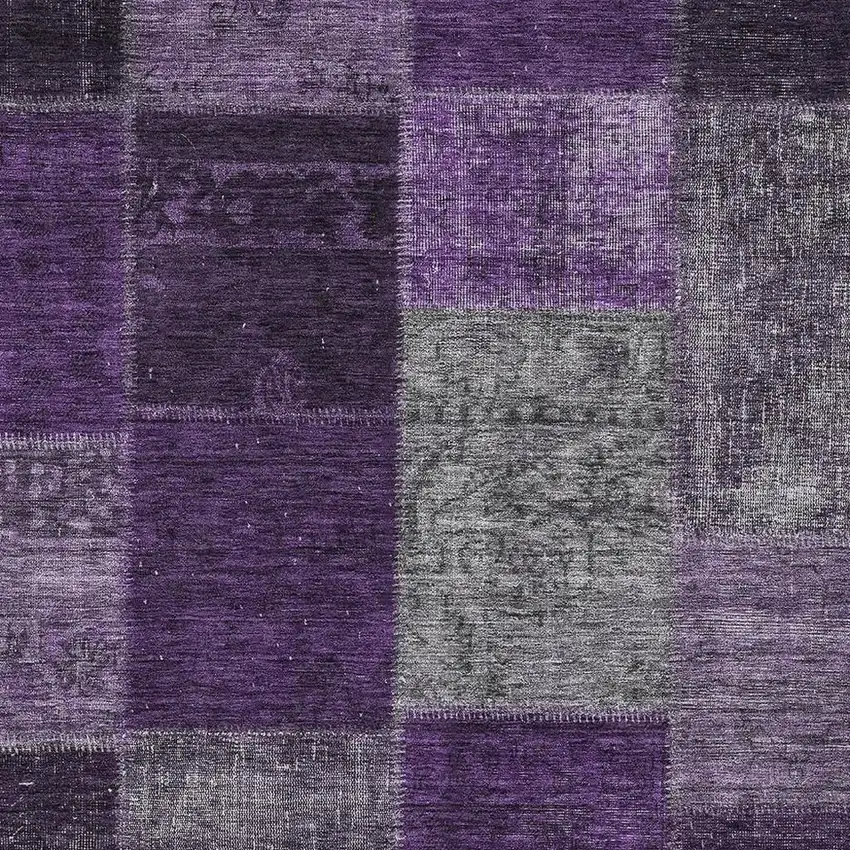Eggplant Gray And Purple Patchwork Washable Area Rug With UV Protection Photo 3