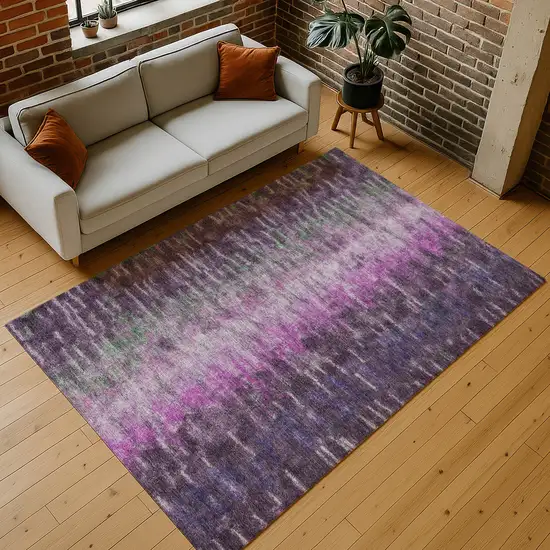 Eggplant Green And Blue Abstract Washable Indoor Outdoor Area Rug Photo 9