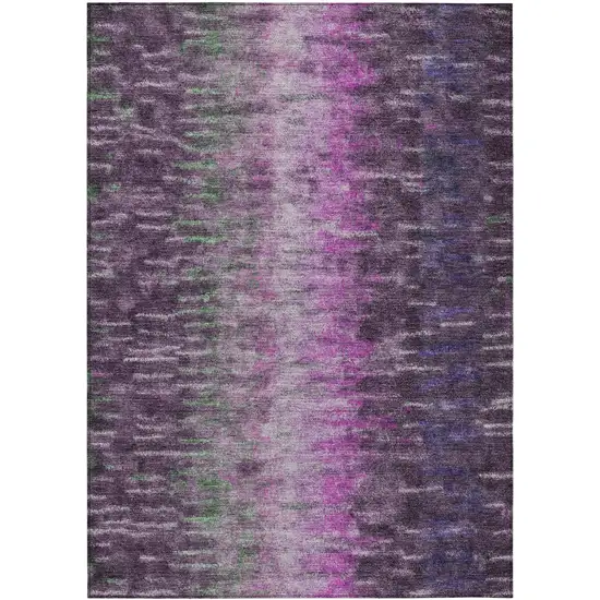 Eggplant Green And Blue Abstract Washable Indoor Outdoor Area Rug Photo 2