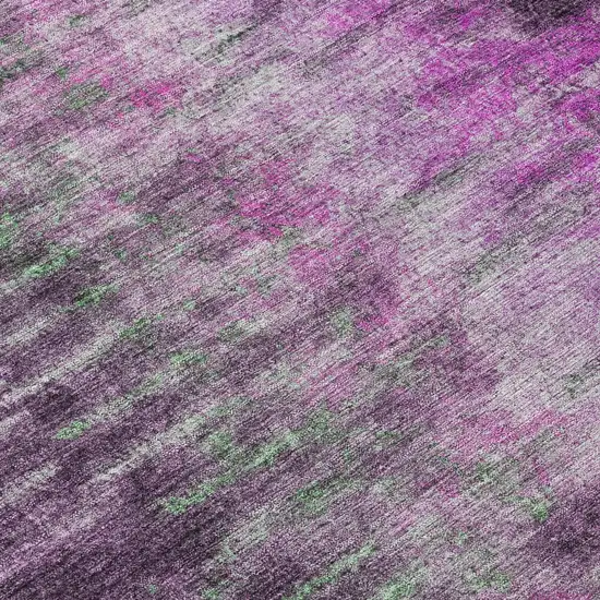Eggplant Green And Blue Abstract Washable Indoor Outdoor Area Rug Photo 7