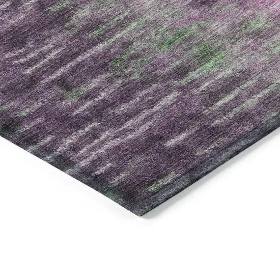 Eggplant Green And Blue Abstract Washable Indoor Outdoor Area Rug Photo 5
