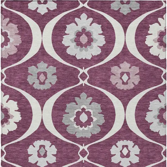 Eggplant Ivory And Gray Medallion Washable Indoor Outdoor Area Rug Photo 8