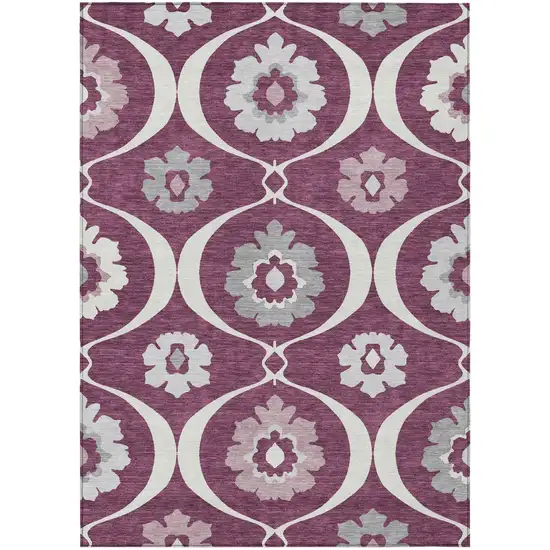 Eggplant Ivory And Gray Medallion Washable Indoor Outdoor Area Rug Photo 2