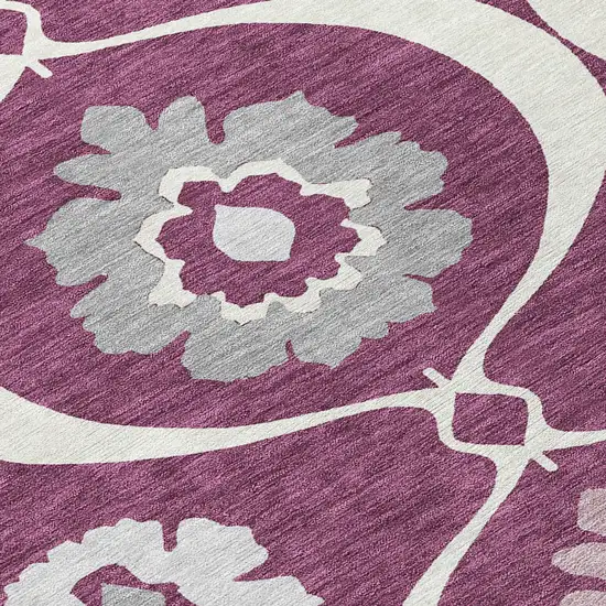 Eggplant Ivory And Gray Medallion Washable Indoor Outdoor Area Rug Photo 7