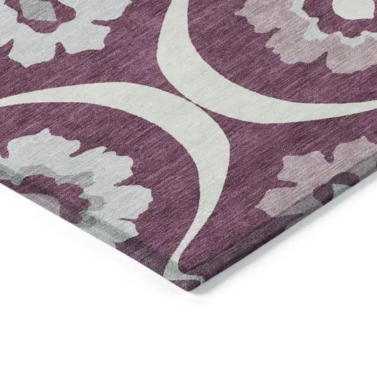 Eggplant Ivory And Gray Medallion Washable Indoor Outdoor Area Rug Photo 5