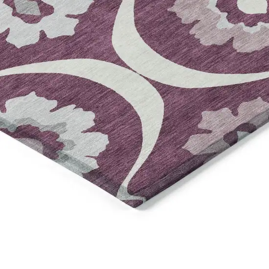 Eggplant Ivory And Gray Medallion Washable Indoor Outdoor Area Rug Photo 5