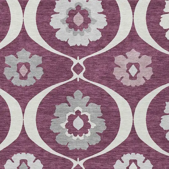 Eggplant Ivory And Gray Medallion Washable Indoor Outdoor Area Rug Photo 6