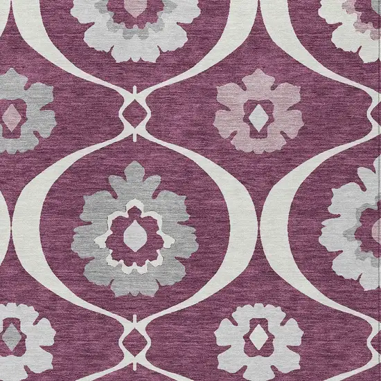 Eggplant Ivory And Gray Medallion Washable Indoor Outdoor Area Rug Photo 6
