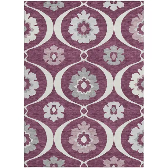 Eggplant Ivory And Gray Medallion Washable Indoor Outdoor Area Rug Photo 7