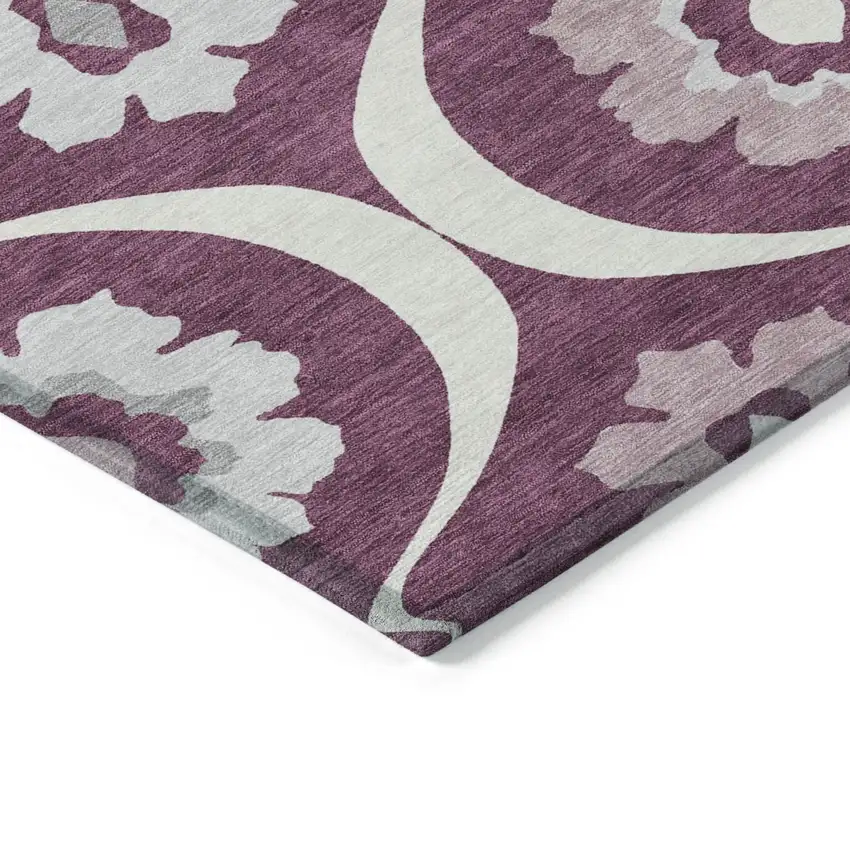 Eggplant Ivory And Gray Medallion Washable Indoor Outdoor Area Rug Photo 5