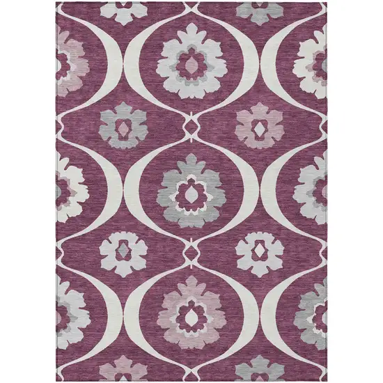 Eggplant Ivory And Gray Medallion Washable Indoor Outdoor Area Rug Photo 2