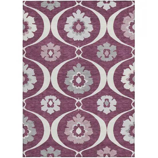 Eggplant Ivory And Gray Medallion Washable Indoor Outdoor Area Rug Photo 7