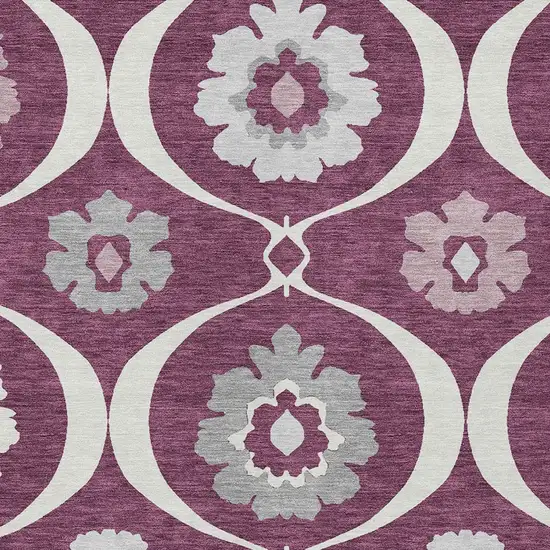 Eggplant Ivory And Gray Medallion Washable Indoor Outdoor Area Rug Photo 6