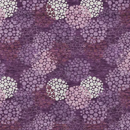 Eggplant Lavender And Ivory Polka Dot Washable Indoor Outdoor Area Rug Photo 6