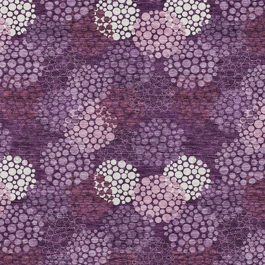 Eggplant Lavender And Ivory Polka Dot Washable Indoor Outdoor Area Rug Photo 6