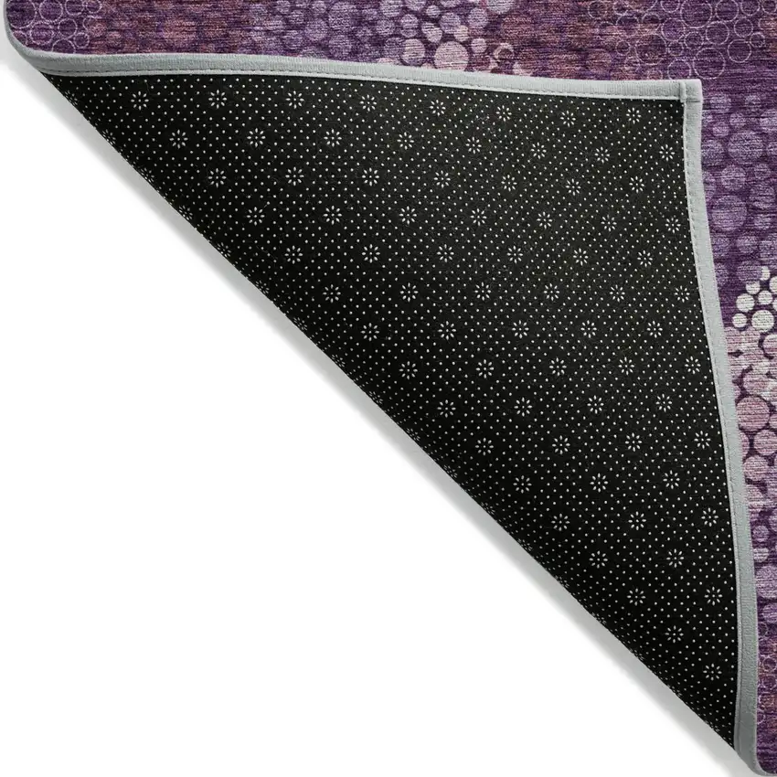 Eggplant Lavender And Ivory Polka Dot Washable Indoor Outdoor Area Rug Photo 4