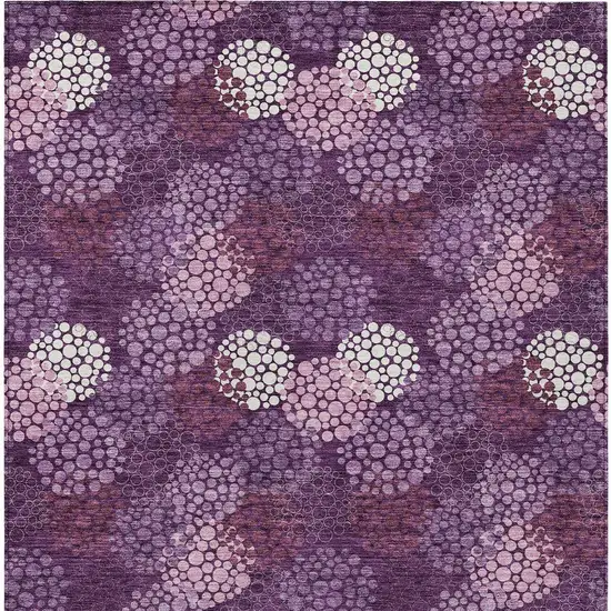 Eggplant Lavender And Ivory Polka Dot Washable Indoor Outdoor Area Rug Photo 8